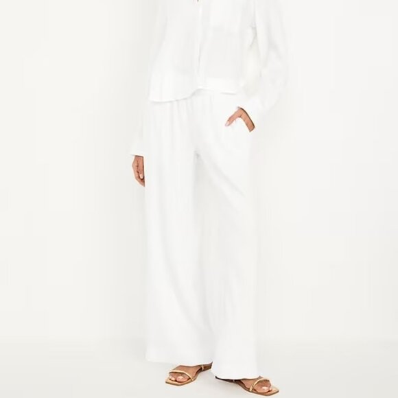 OLD NAVY High-Waisted Linen-Blend Wide-Leg Pants - Picture 1 of 7